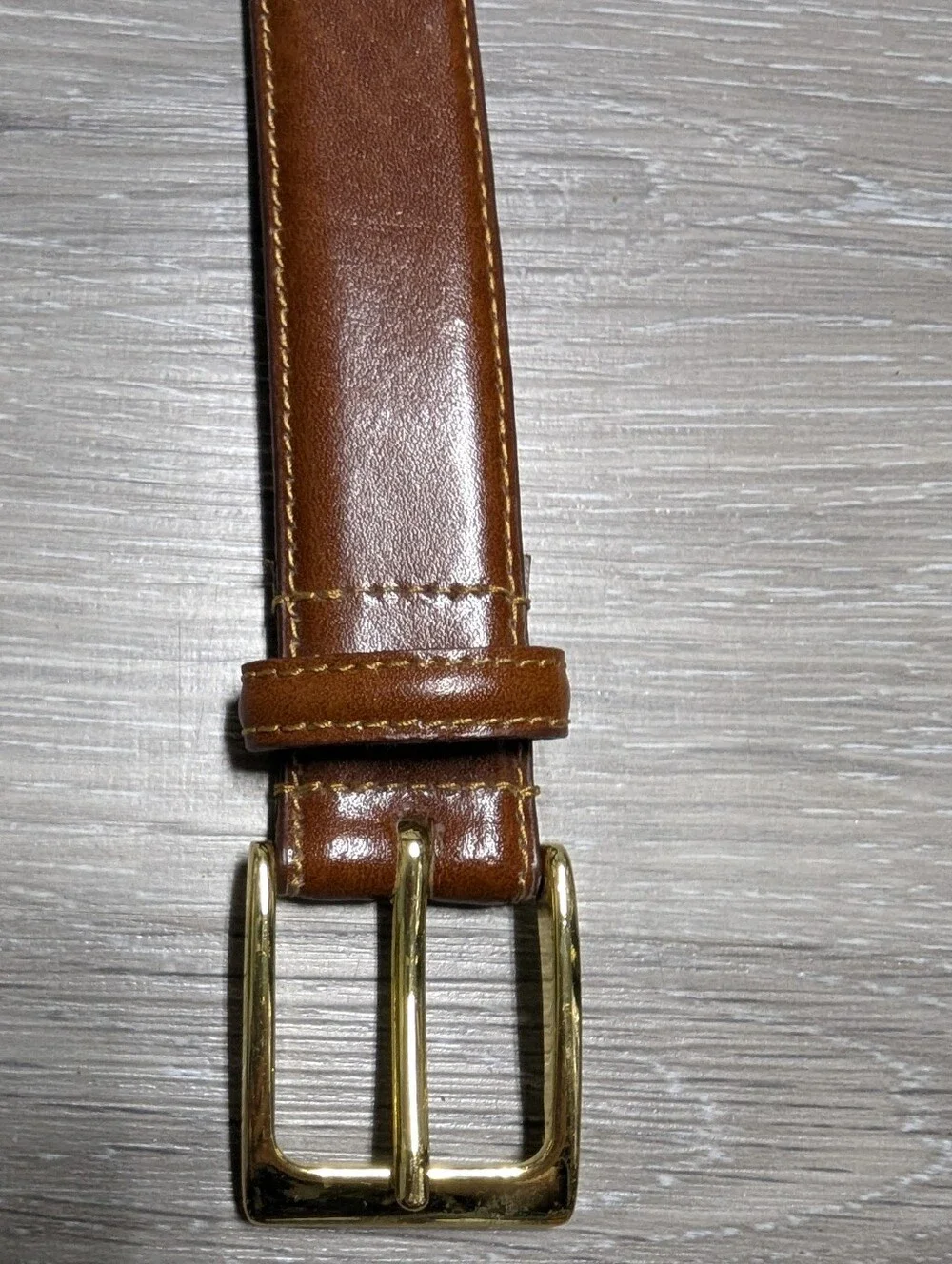 Trafalgar Mens Leather Belt Size 36 Brown Gold Buckle